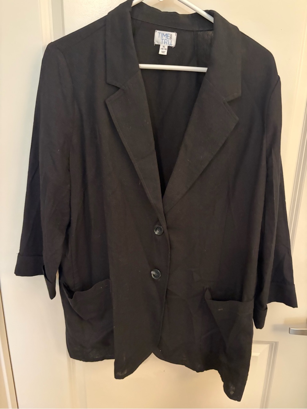 Time and Tru Black Relaxed Notch Lapel Blazer
